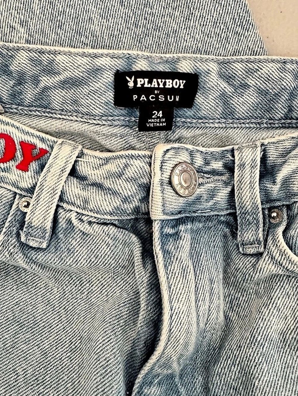 Playboy by Pacsun Distressed Straight Leg Jeans in Blue Waist 24 - Picture 3 of 4